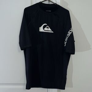 Black White Quiksilver water men’s surf board rashie rash guard surfing shirt L